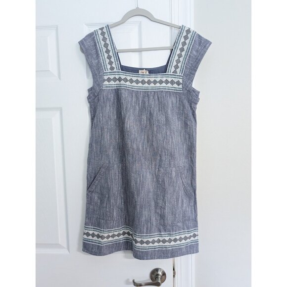 Faherty Women’s Hailee Mini Dress Jacquard Size Small Blue Organic Cotton NWT - Picture 1 of 6